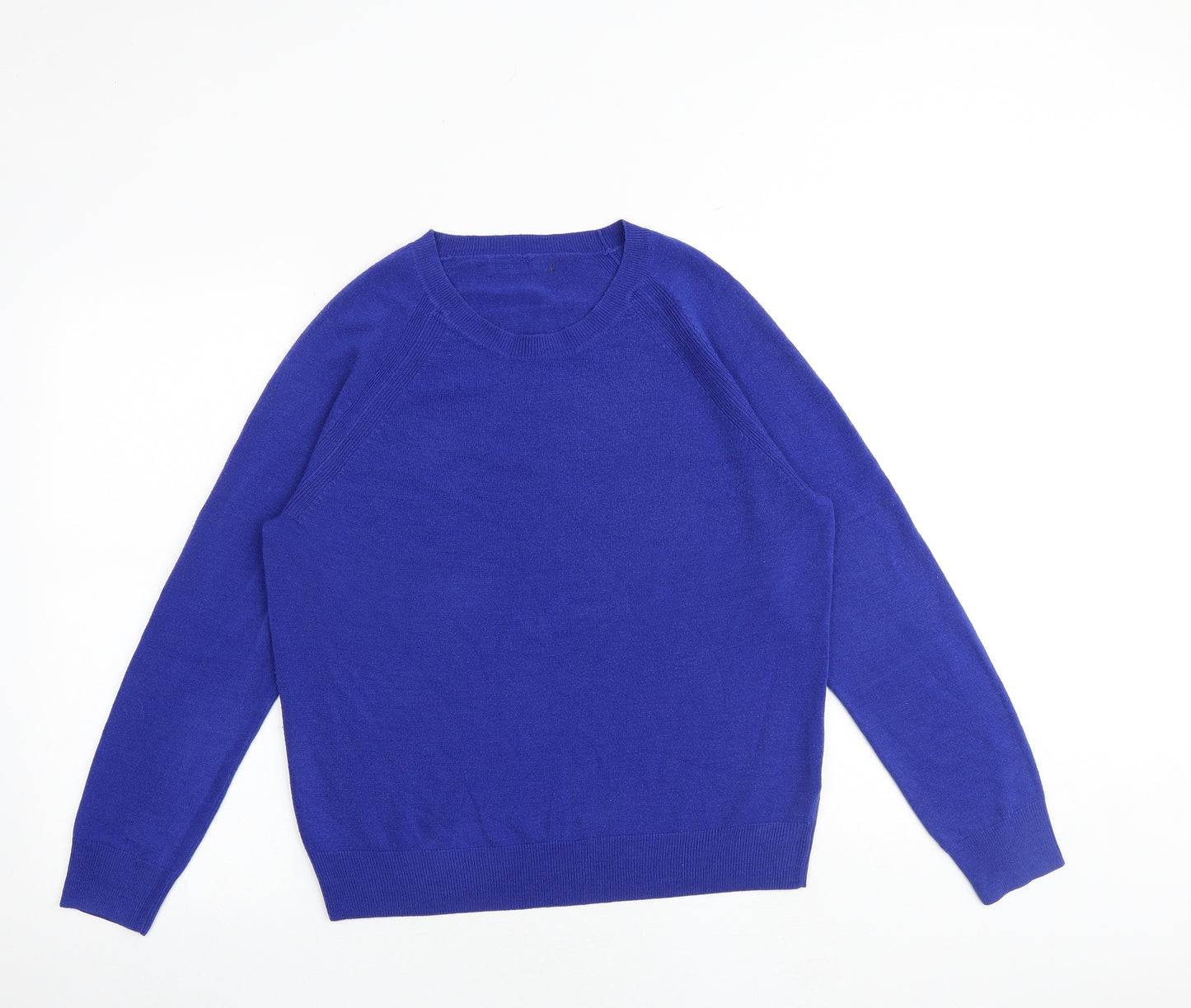 Marks and Spencer Womens Blue Round Neck Acrylic Pullover Jumper Size 14