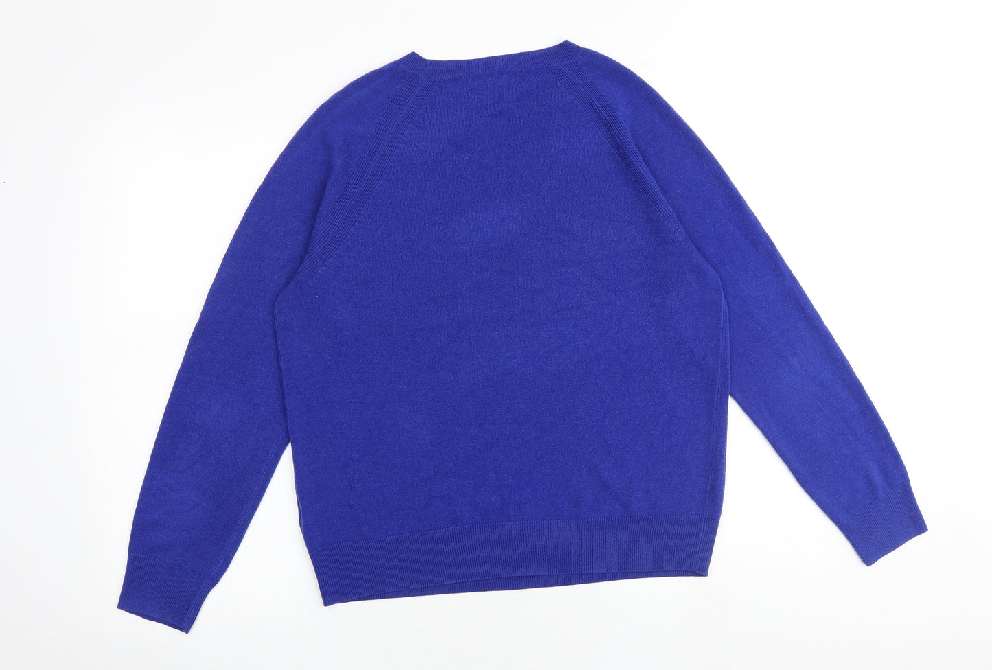 Marks and Spencer Womens Blue Round Neck Acrylic Pullover Jumper Size 14
