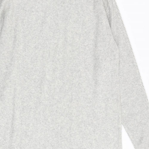 Monsoon Womens Grey Acrylic Jumper Dress Size M High Neck Zip