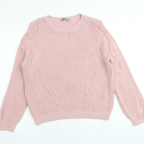 Dorothy Perkins Womens Pink Round Neck Acrylic Pullover Jumper Size 10
