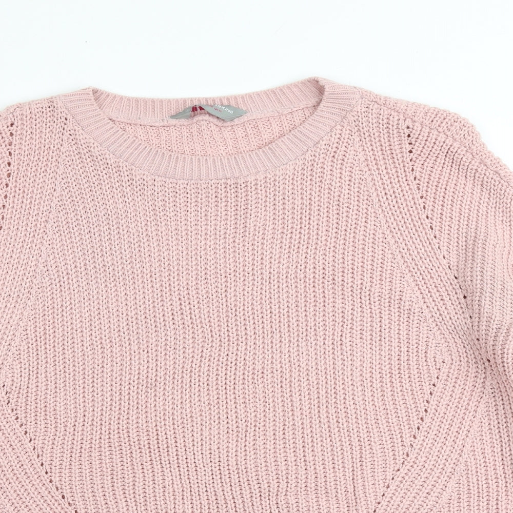 Dorothy Perkins Womens Pink Round Neck Acrylic Pullover Jumper Size 10