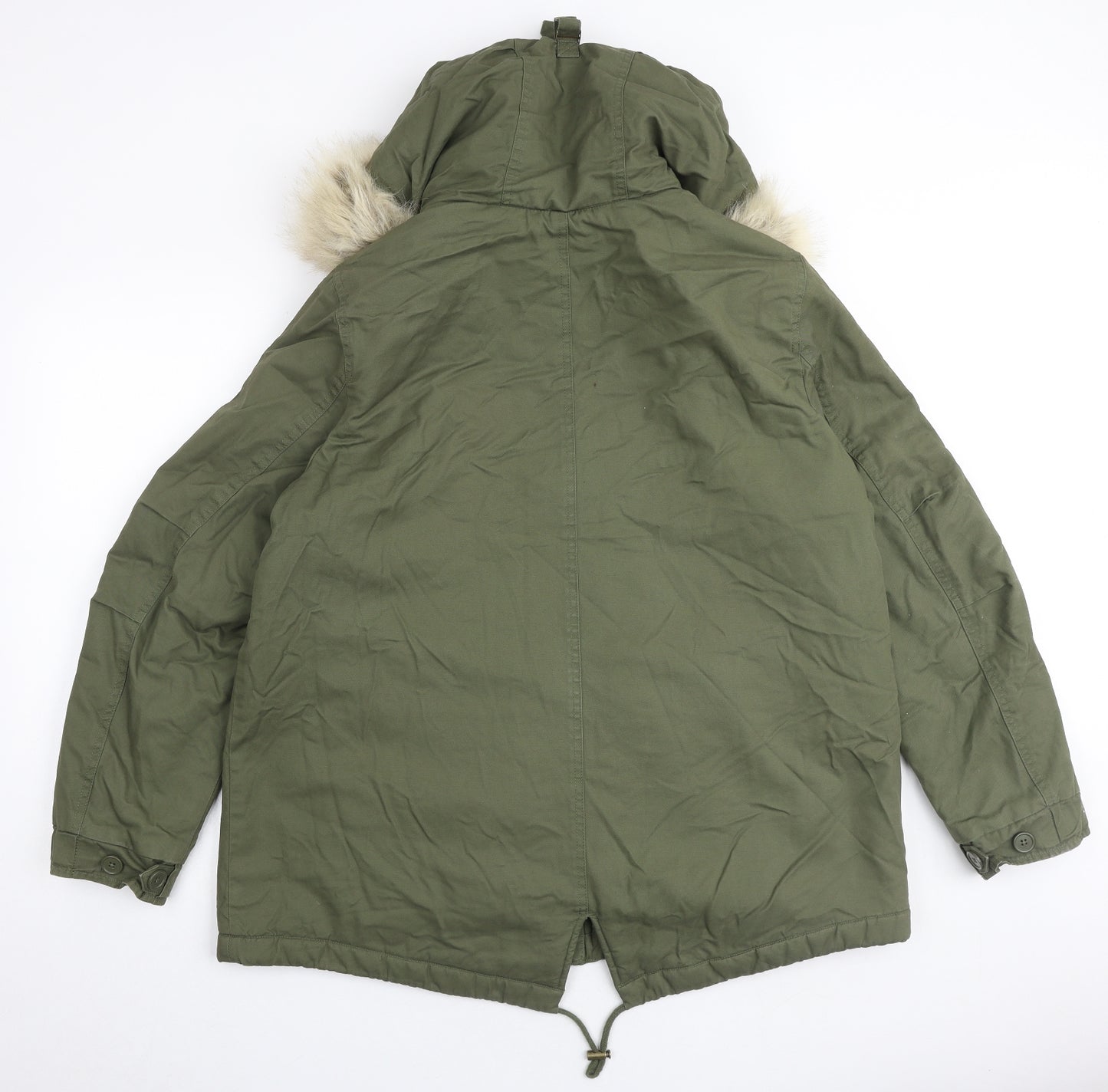 Marks and Spencer Womens Green Parka Coat Size 16 Zip