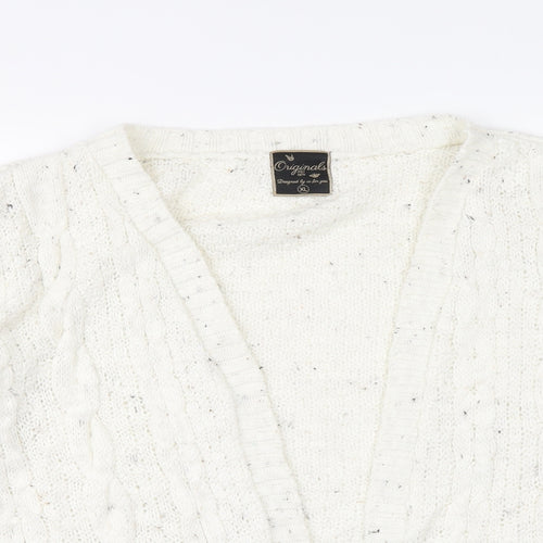 Originals Womens Ivory V-Neck Acrylic Cardigan Jumper Size XL