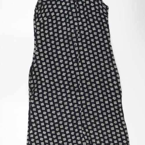 St Michael Womens Blue Geometric Viscose Shirt Dress Size 8 Collared Button