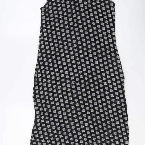 St Michael Womens Blue Geometric Viscose Shirt Dress Size 8 Collared Button