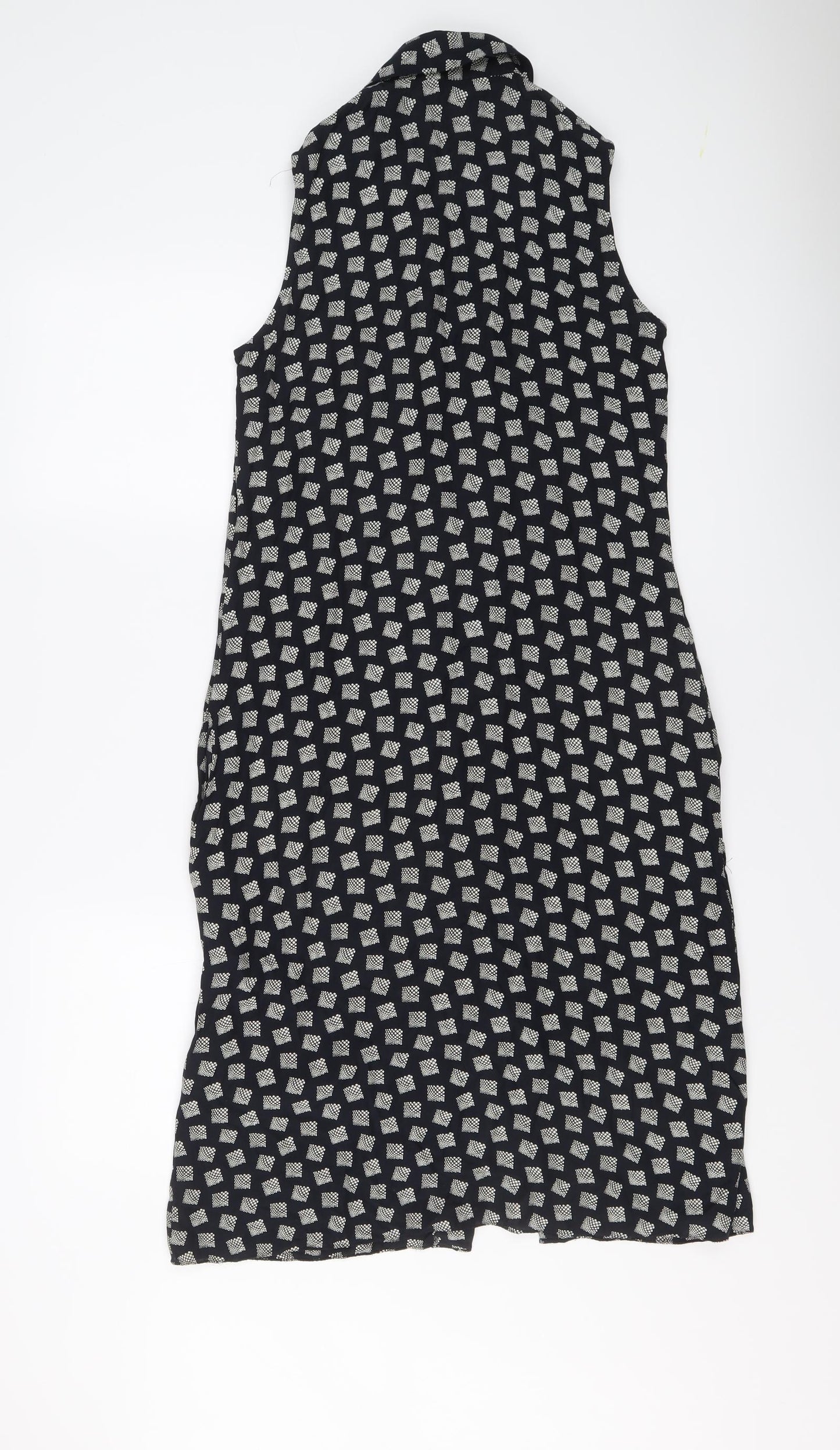 St Michael Womens Blue Geometric Viscose Shirt Dress Size 8 Collared Button