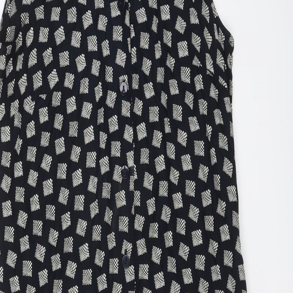 St Michael Womens Blue Geometric Viscose Shirt Dress Size 8 Collared Button