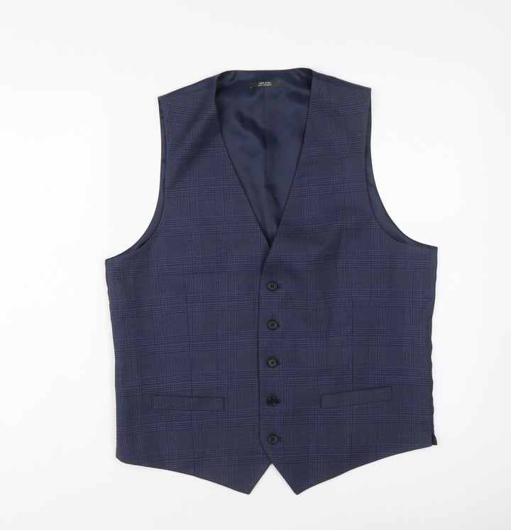 Marks and Spencer Mens Blue Polyester Jacket Suit Waistcoat Size 40 Regular