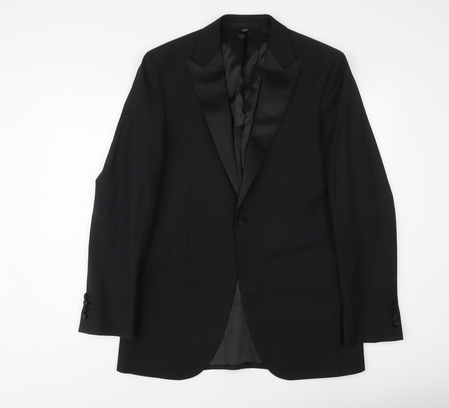 Marks and Spencer Mens Black Wool Tuxedo Suit Jacket Size 38 Regular