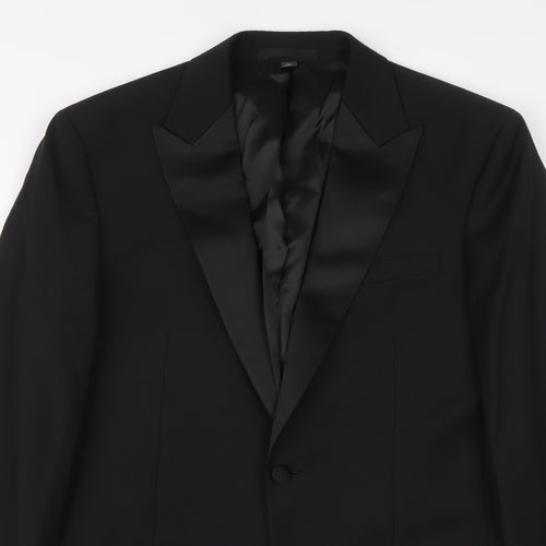 Marks and Spencer Mens Black Wool Tuxedo Suit Jacket Size 38 Regular