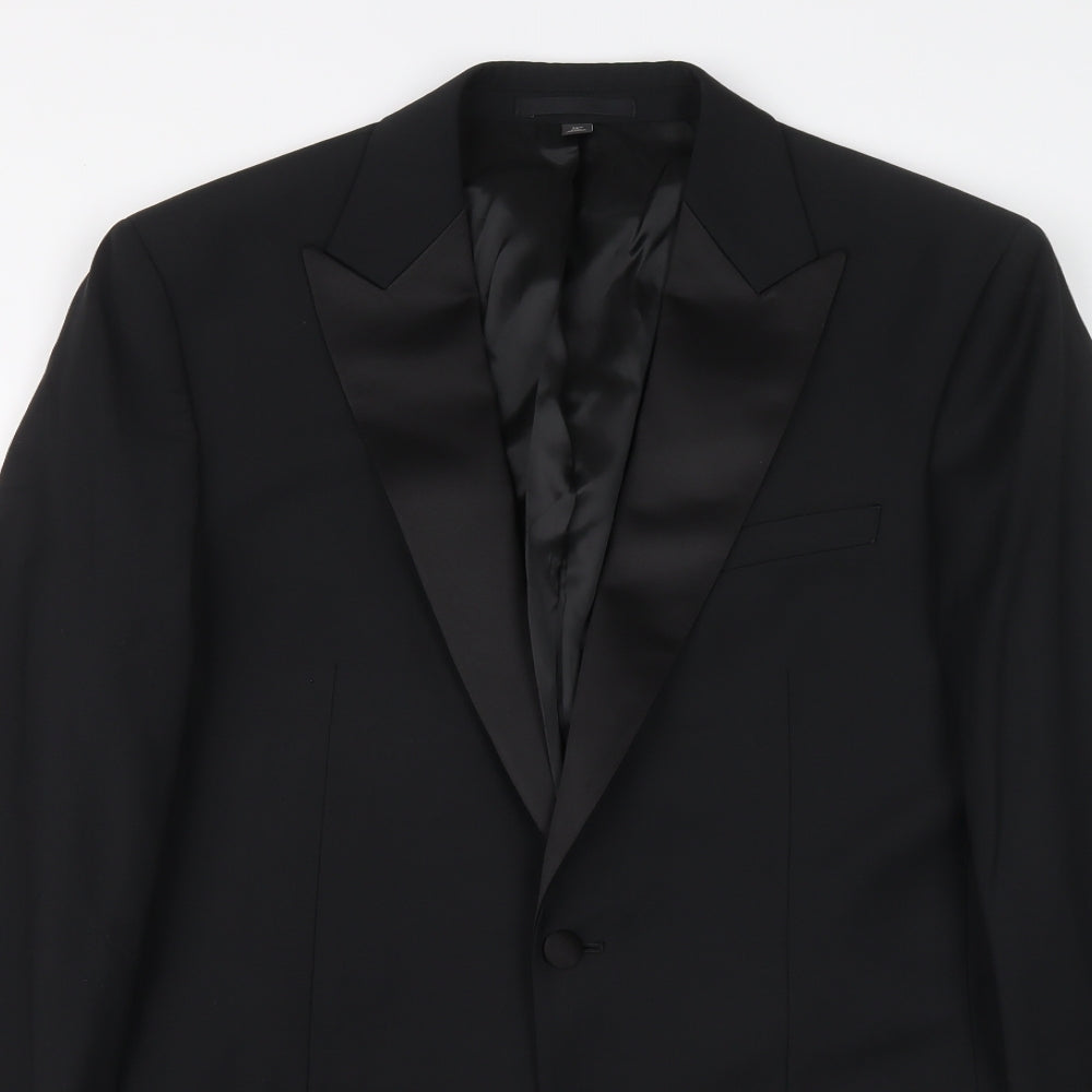 Marks and Spencer Mens Black Wool Tuxedo Suit Jacket Size 38 Regular