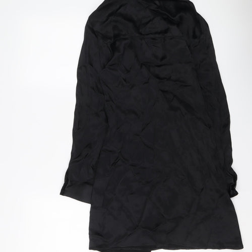 Zara Womens Black Viscose Shirt Dress Size S Collared Button
