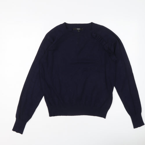 NEXT Womens Blue Round Neck Viscose Pullover Jumper Size 8