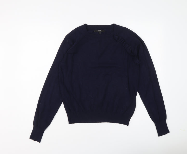 NEXT Womens Blue Round Neck Viscose Pullover Jumper Size 8