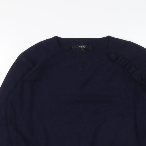 NEXT Womens Blue Round Neck Viscose Pullover Jumper Size 8
