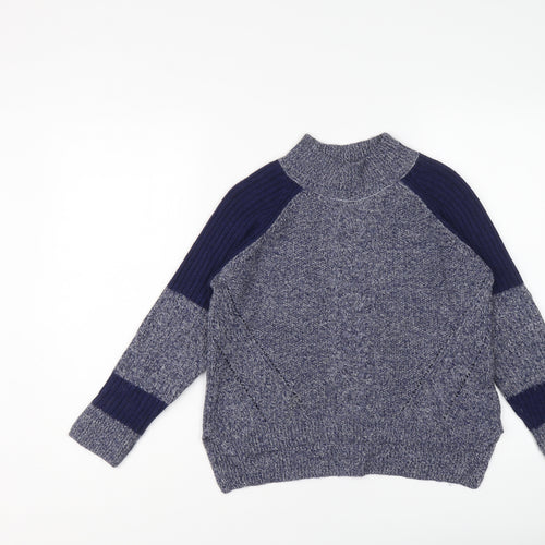 Marks and Spencer Womens Blue High Neck Acrylic Pullover Jumper Size 8