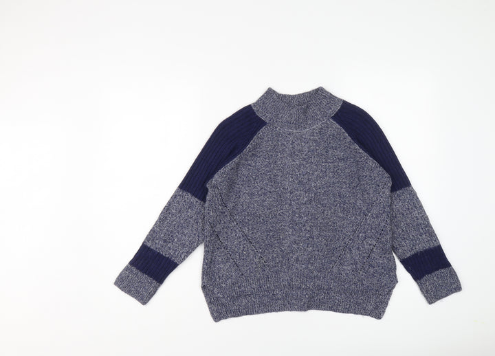 Marks and Spencer Womens Blue High Neck Acrylic Pullover Jumper Size 8