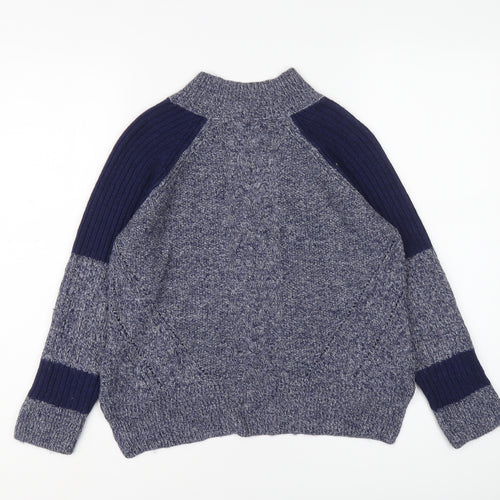 Marks and Spencer Womens Blue High Neck Acrylic Pullover Jumper Size 8
