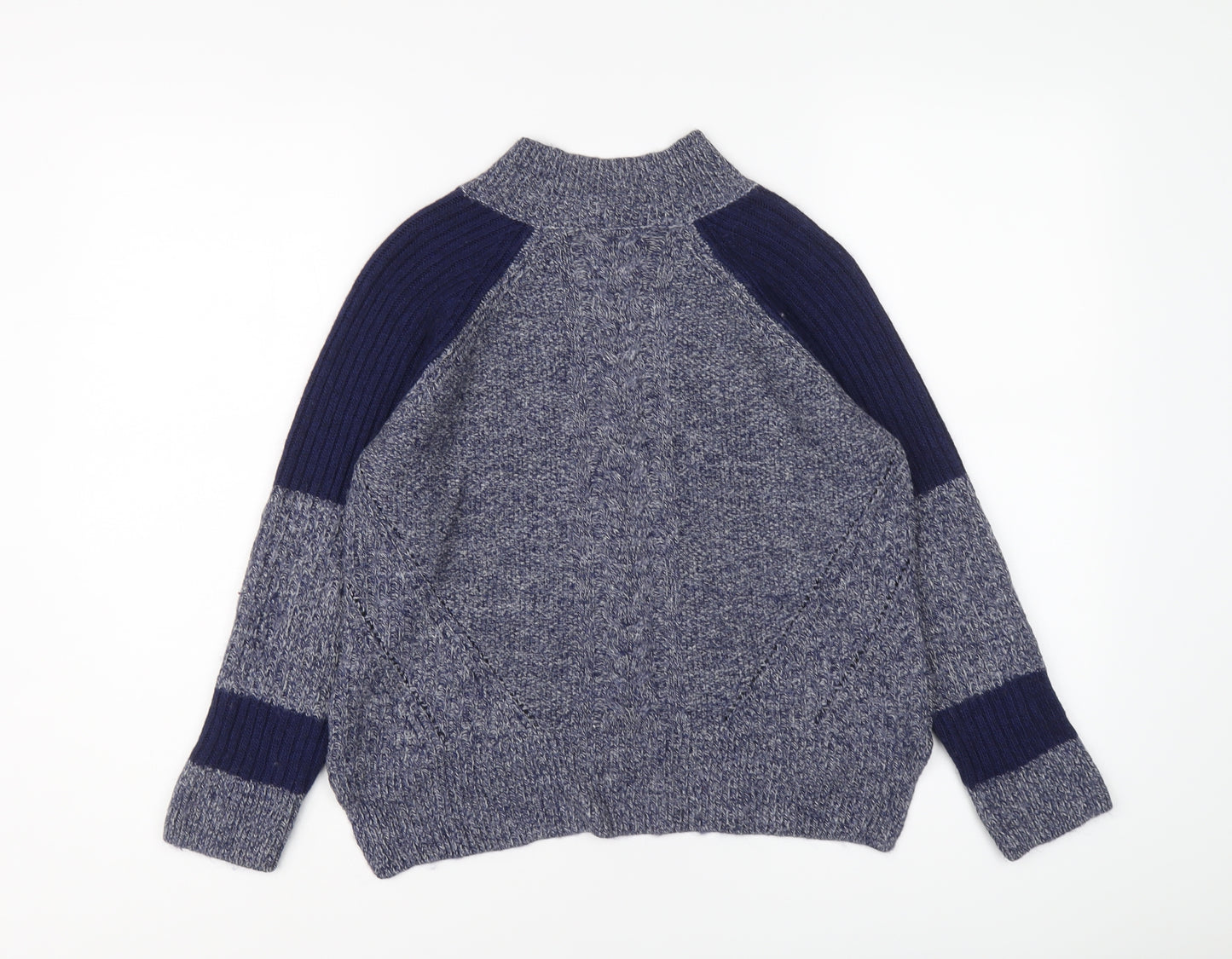 Marks and Spencer Womens Blue High Neck Acrylic Pullover Jumper Size 8
