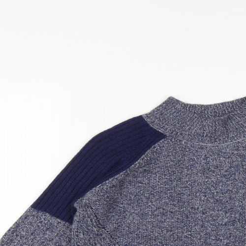 Marks and Spencer Womens Blue High Neck Acrylic Pullover Jumper Size 8