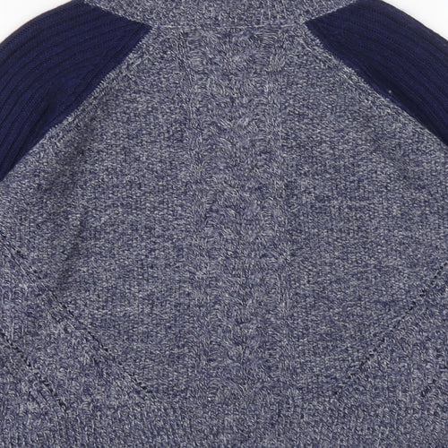 Marks and Spencer Womens Blue High Neck Acrylic Pullover Jumper Size 8