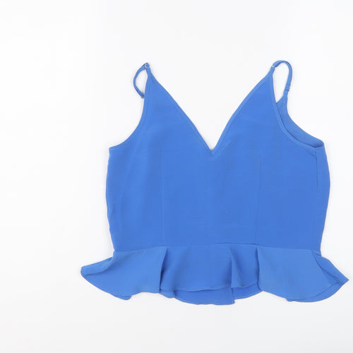 River Island Womens Blue Polyester Basic Tank Size 8 V-Neck