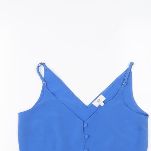 River Island Womens Blue Polyester Basic Tank Size 8 V-Neck