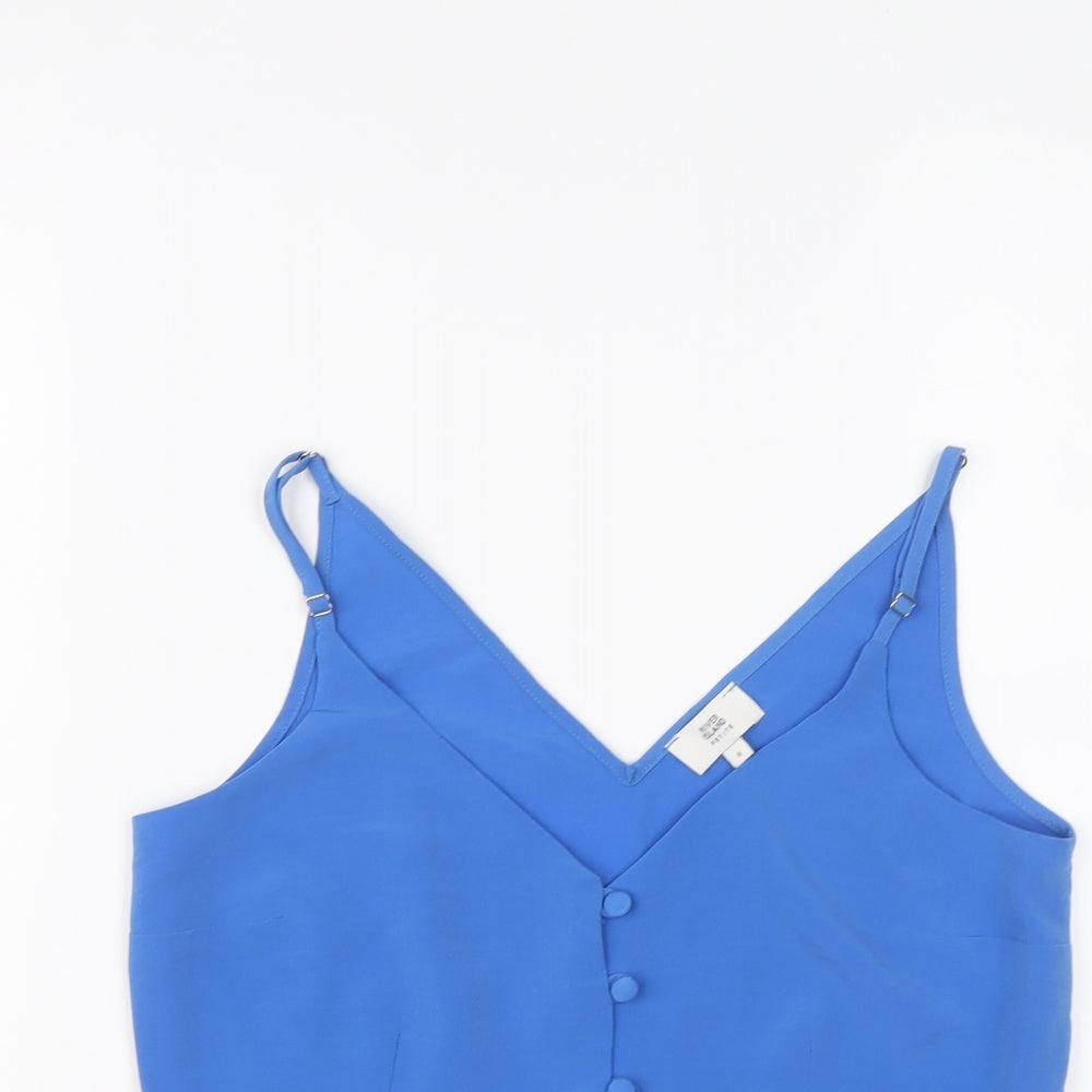 River Island Womens Blue Polyester Basic Tank Size 8 V-Neck