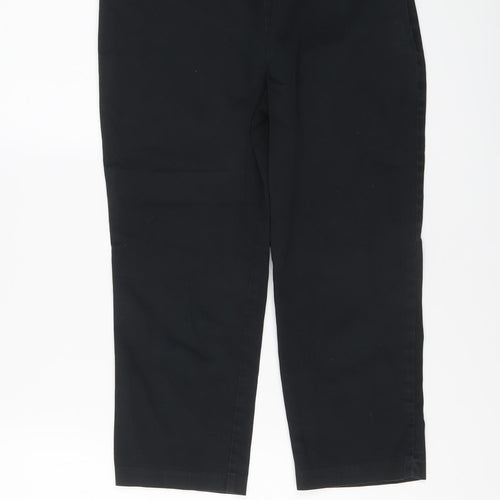 Marks and Spencer Womens Black Cotton Capri Trousers Size 10 L20 in Regular Zip