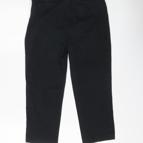 Marks and Spencer Womens Black Cotton Capri Trousers Size 10 L20 in Regular Zip