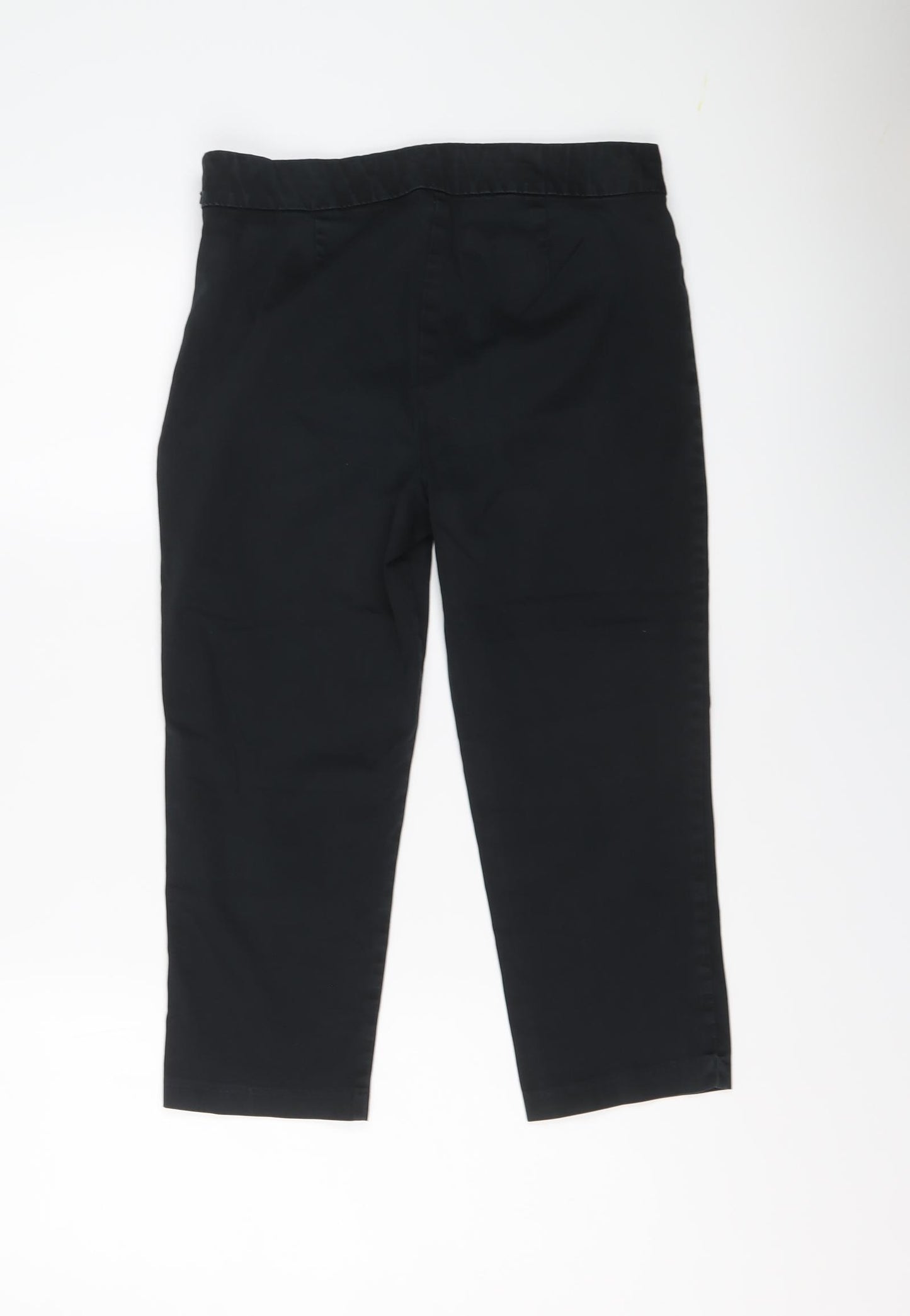 Marks and Spencer Womens Black Cotton Capri Trousers Size 10 L20 in Regular Zip