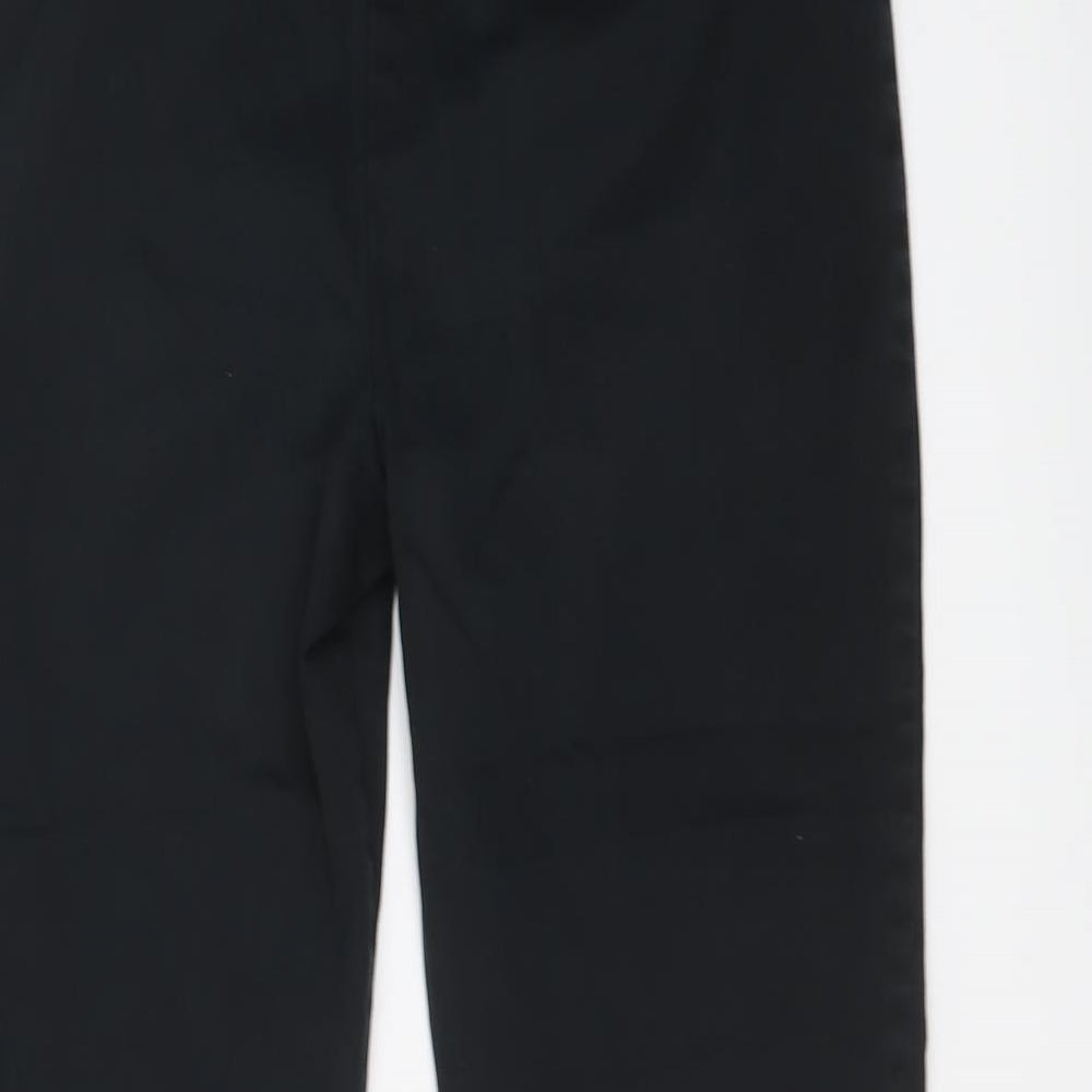 Marks and Spencer Womens Black Cotton Capri Trousers Size 10 L20 in Regular Zip