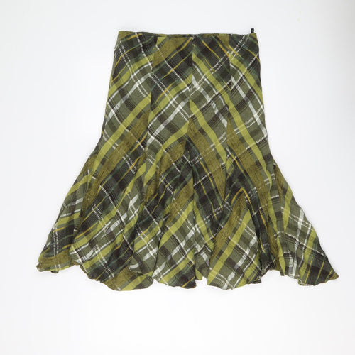 Principles Womens Green Plaid Viscose Swing Skirt Size 14