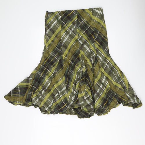 Principles Womens Green Plaid Viscose Swing Skirt Size 14