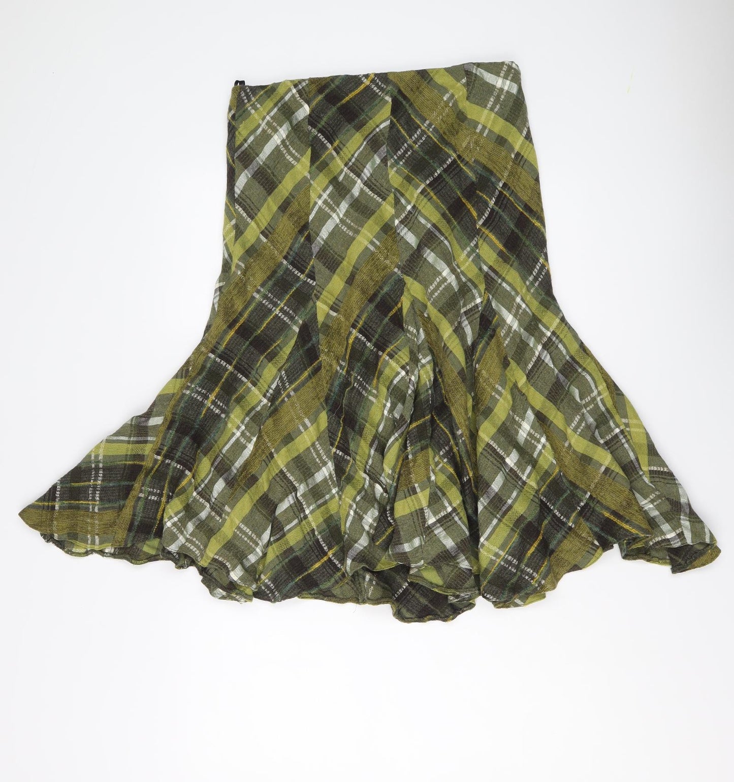 Principles Womens Green Plaid Viscose Swing Skirt Size 14