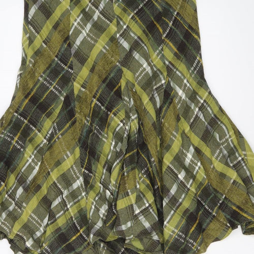 Principles Womens Green Plaid Viscose Swing Skirt Size 14