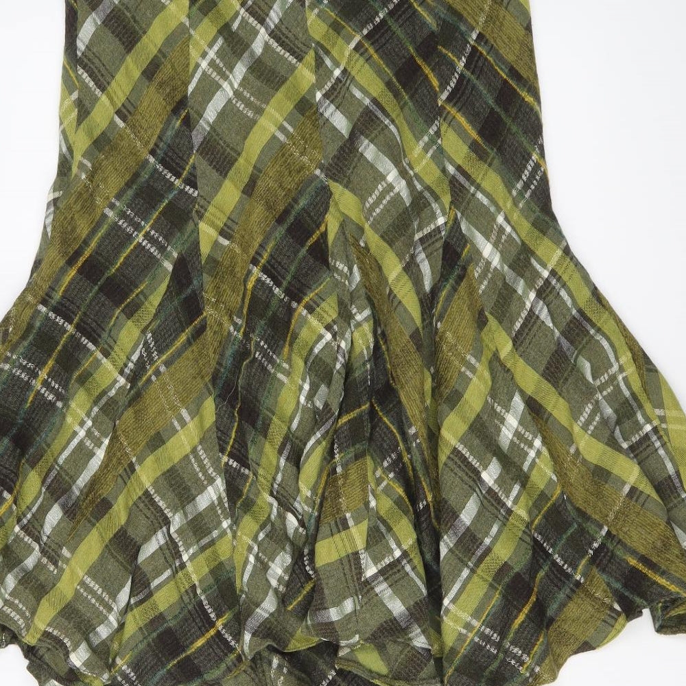 Principles Womens Green Plaid Viscose Swing Skirt Size 14