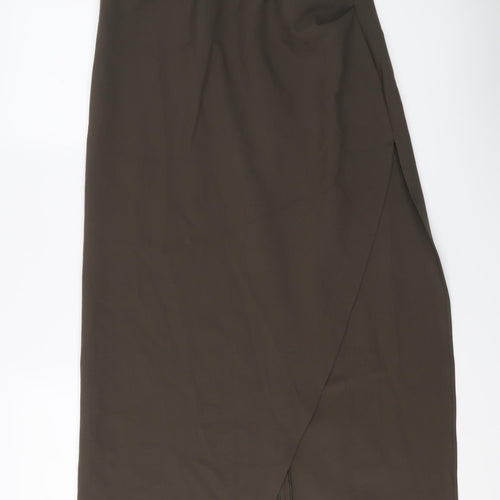 Zara Womens Green Viscose A-Line Skirt Size XL Zip