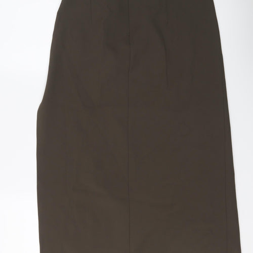 Zara Womens Green Viscose A-Line Skirt Size XL Zip