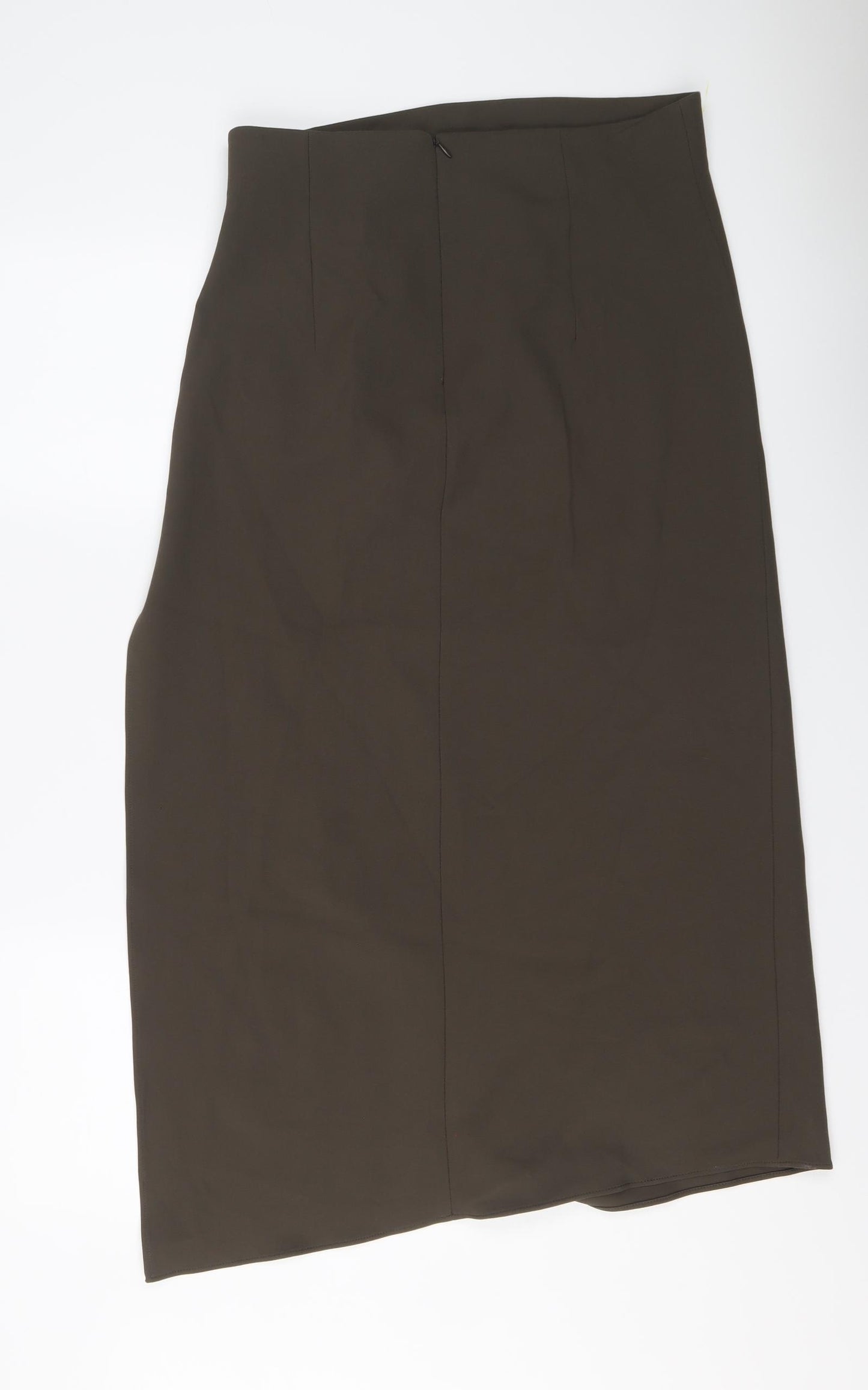 Zara Womens Green Viscose A-Line Skirt Size XL Zip