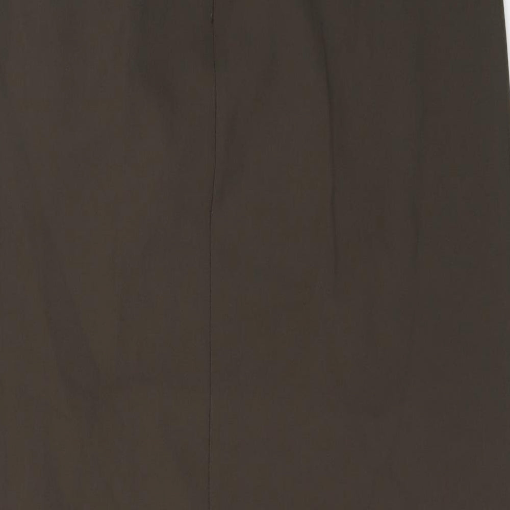 Zara Womens Green Viscose A-Line Skirt Size XL Zip