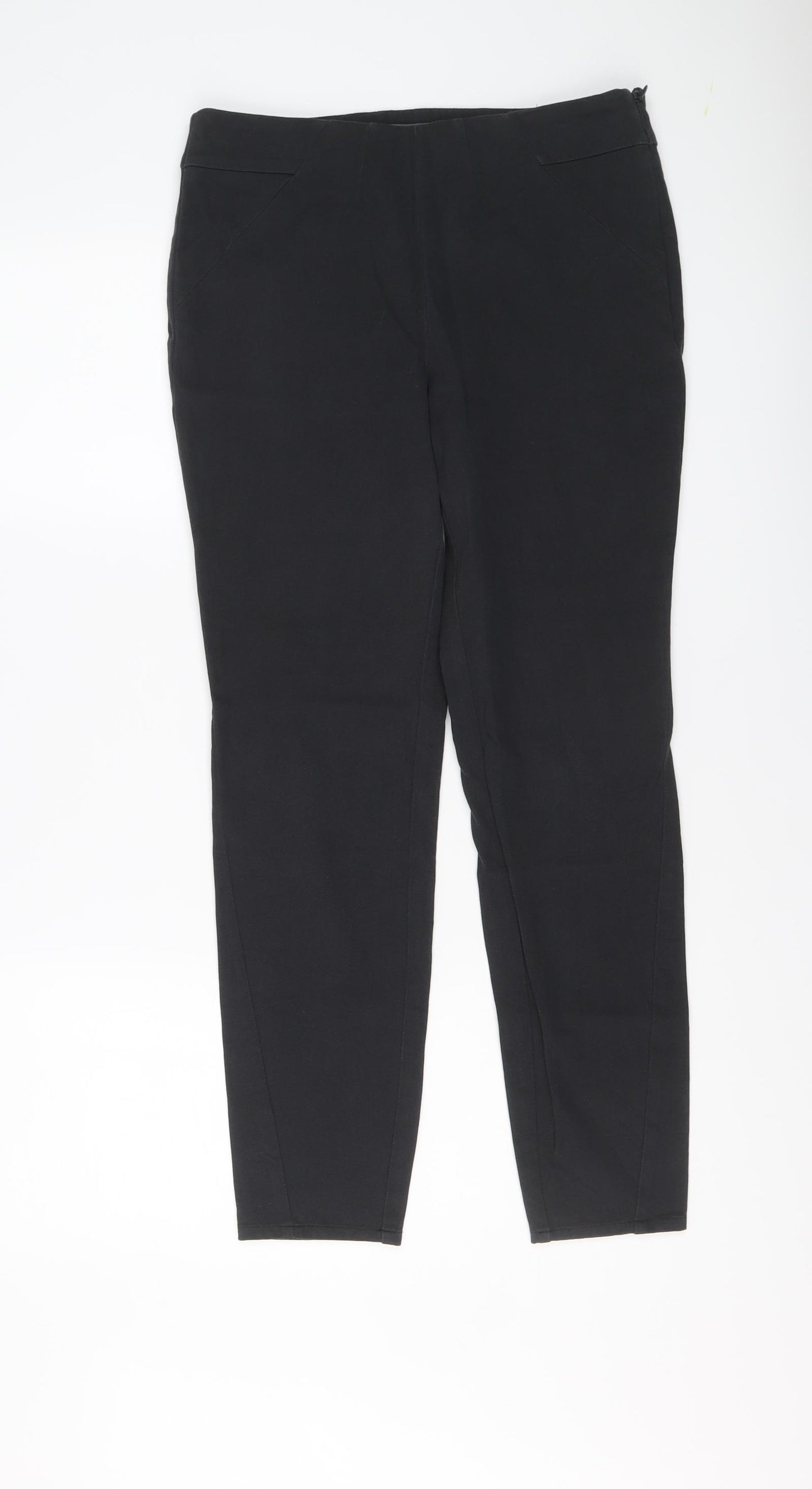 Mint Velvet Womens Grey Cotton Trousers Size 12 L27 in Regular Zip
