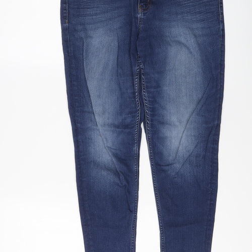 Marks and Spencer Womens Blue Cotton Skinny Jeans Size 12 L25 in Regular Button