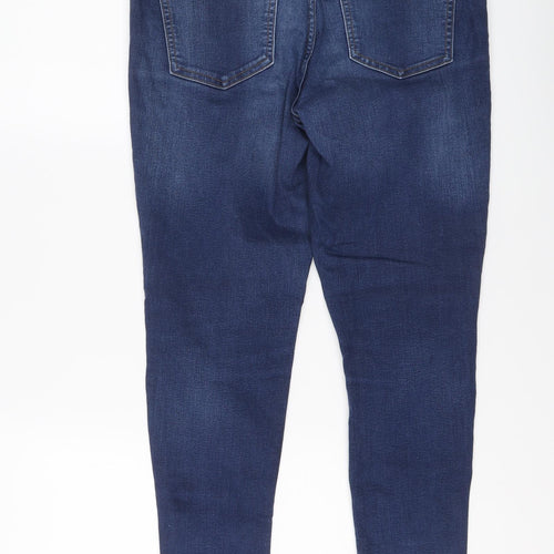 Marks and Spencer Womens Blue Cotton Skinny Jeans Size 12 L25 in Regular Button