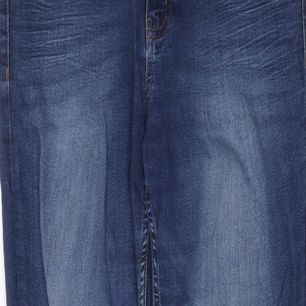 Marks and Spencer Womens Blue Cotton Skinny Jeans Size 12 L25 in Regular Button