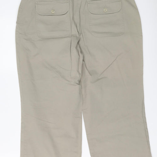 NEXT Womens Green Cotton Capri Trousers Size 16 L23 in Regular Button