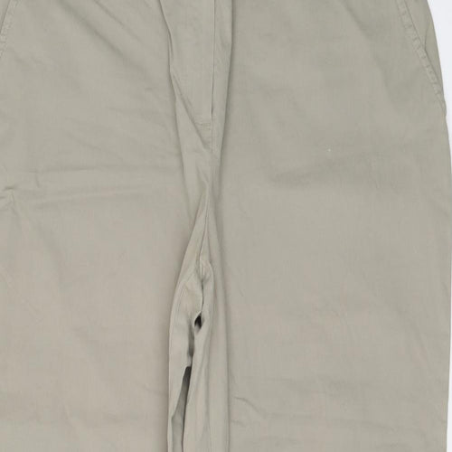 NEXT Womens Green Cotton Capri Trousers Size 16 L23 in Regular Button