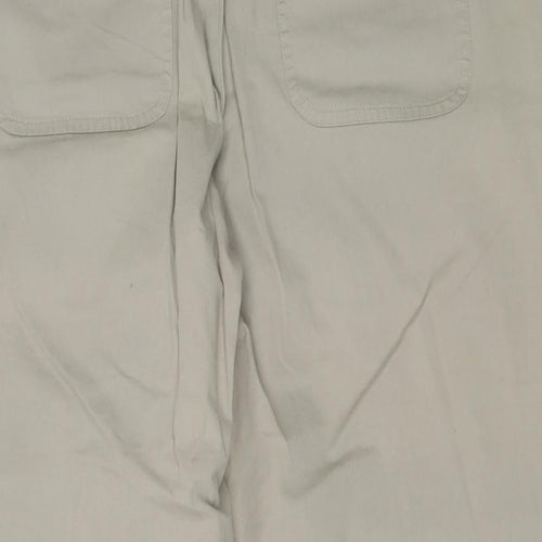NEXT Womens Green Cotton Capri Trousers Size 16 L23 in Regular Button