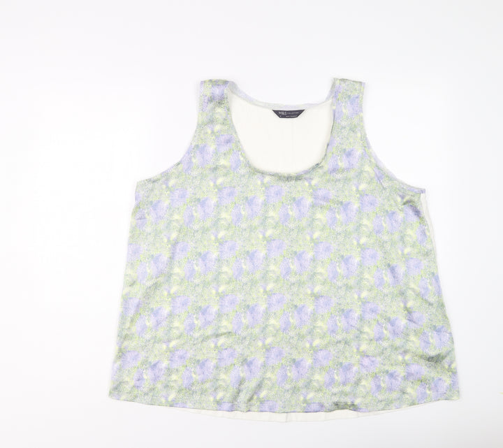 Marks and Spencer Womens Multicoloured Polyester Basic Tank Size 16 Round Neck