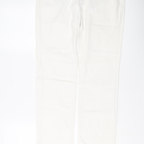Indigo Womens White Cotton Straight Jeans Size 12 L27 in Regular Button